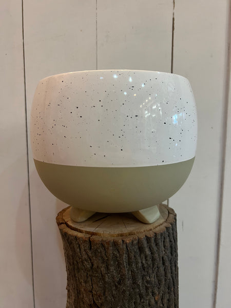 Two Toned Footed White Speckled Pot