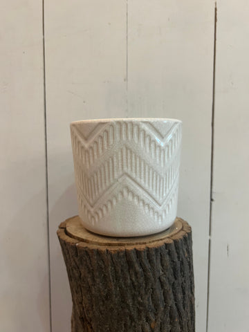 White Stripe Ceramic Pot